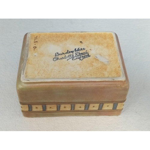 60 - Bursley Ware Charlotte Rhead Tubelined Rectangular Trinket Box (6.5cm High, 12.5cm x 9cm) A/F to Cor... 