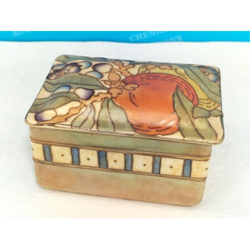 60 - Bursley Ware Charlotte Rhead Tubelined Rectangular Trinket Box (6.5cm High, 12.5cm x 9cm) A/F to Cor... 