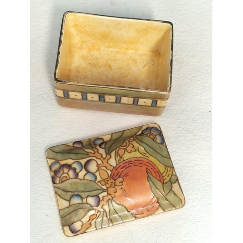 60 - Bursley Ware Charlotte Rhead Tubelined Rectangular Trinket Box (6.5cm High, 12.5cm x 9cm) A/F to Cor... 