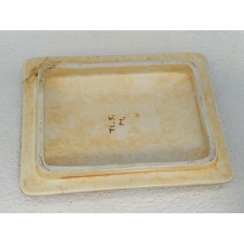 60 - Bursley Ware Charlotte Rhead Tubelined Rectangular Trinket Box (6.5cm High, 12.5cm x 9cm) A/F to Cor... 