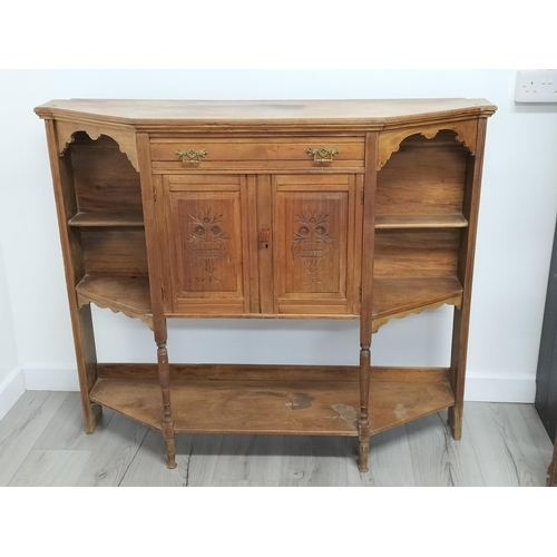 281 - Edwardian Credenza Sideboard with Single Drawer over Two Door Carved Panel Cupboard and Under Shelf.... 