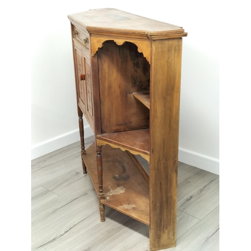 281 - Edwardian Credenza Sideboard with Single Drawer over Two Door Carved Panel Cupboard and Under Shelf.... 