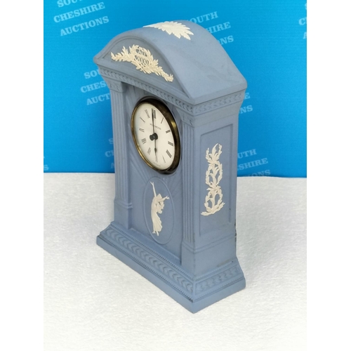 1 - Wedgwood Jasperware Millennium AD2000 'Dancing Hours' Mantel Clock. 23cm High, 15cm x 6cm. Requires ... 