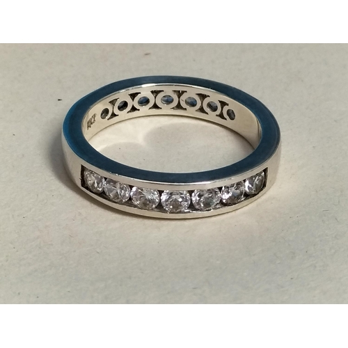 137 - Silver 925 Blue and Clear Cubic Zirconia Ring. Size S