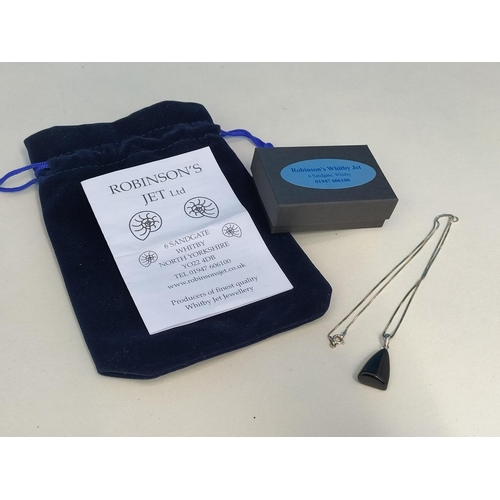 143 - Boxed Robinson's Whitby Jet Pendant on 18