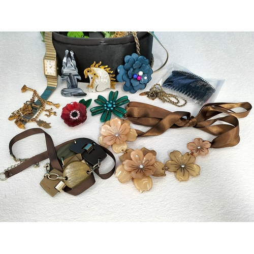 155 - Jewellery Box of Mixed Costume Jewellery to include Necklaces, Brooches, etc.