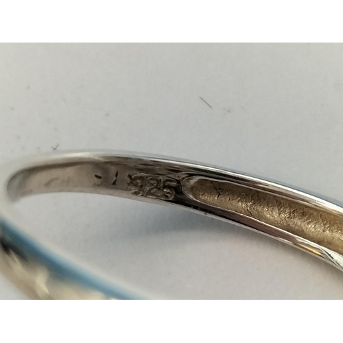 160 - 925 Silver and Ruby Coloured Cubic Zirconia Cluster Ring. Size N. Boxed.