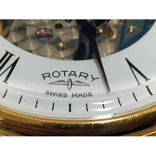 161 - Boxed Gold Coloured Rotary Half Hunter Pocket Watch. W/O