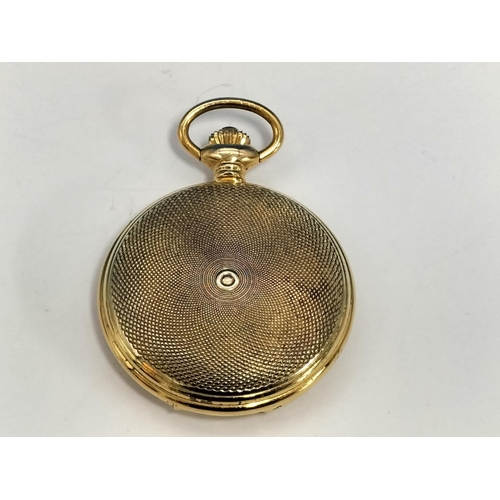 161 - Boxed Gold Coloured Rotary Half Hunter Pocket Watch. W/O