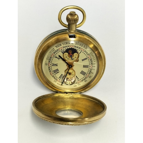 162 - Gold Coloured and Enameled Case Wind Up Half Hunter Pocket Watch W/O.
