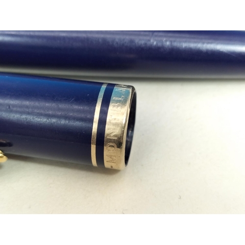 164 - Montblanc Generation 1990 Blue with Gold Trim Ballpoint Pen. 14cm Long.