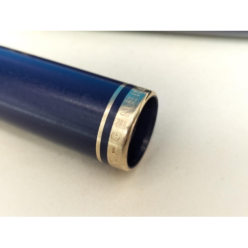 164 - Montblanc Generation 1990 Blue with Gold Trim Ballpoint Pen. 14cm Long.