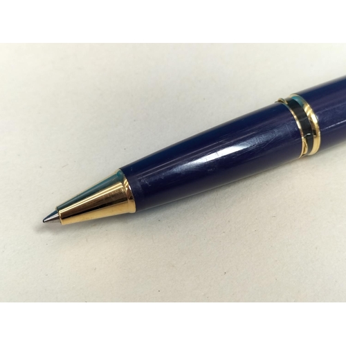 164 - Montblanc Generation 1990 Blue with Gold Trim Ballpoint Pen. 14cm Long.