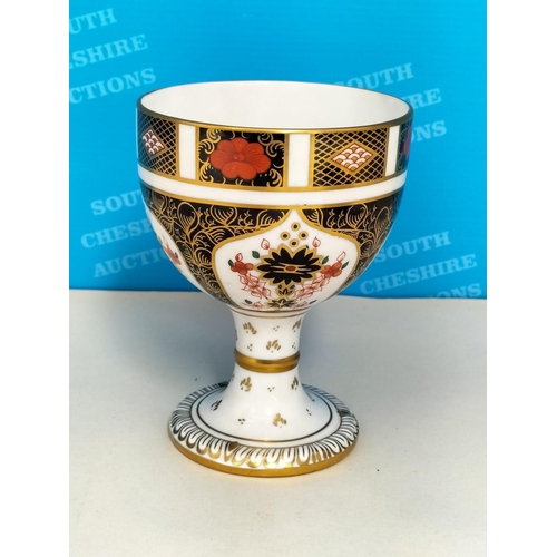 17 - Royal Crown Derby Imari (1128) 12cm Chalice/Goblet plus an Unmarked 2451 Pattern Saucer, 14cm Diamet... 