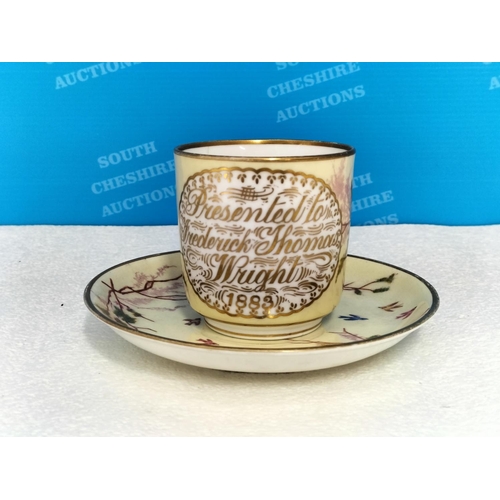 244 - Hand Painted 19th Century Christening Cup 'Presented to Frederick Thomas Wright 1883' with Nesting B... 