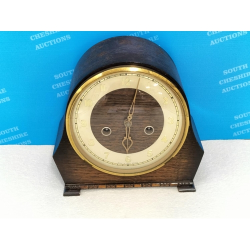 253 - Vintage Smiths Wooden Cased Mantel Clock. W/O