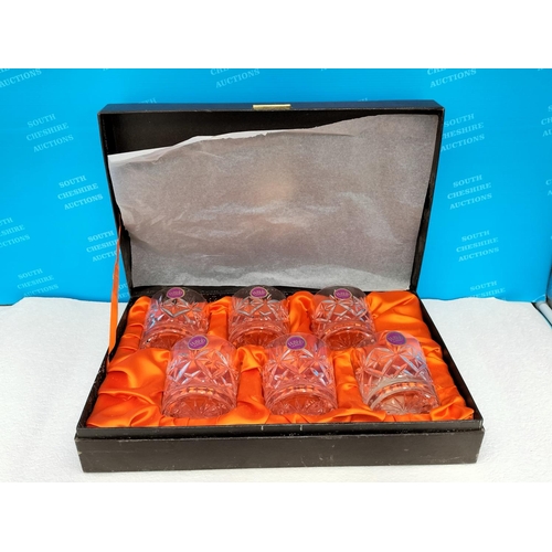 288 - Boxed Set of 6 Webb Crystal Hand Cut Whisky Tumblers.