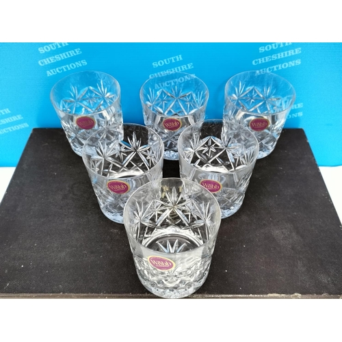 288 - Boxed Set of 6 Webb Crystal Hand Cut Whisky Tumblers.