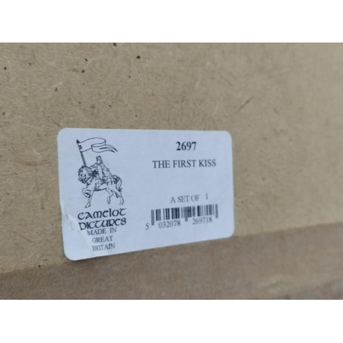 294 - Assorted Prints (4) to include Framed Cherubs 'First Kiss', Cottage by W.J.Hann, Modern Print and Un... 