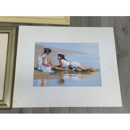 294 - Assorted Prints (4) to include Framed Cherubs 'First Kiss', Cottage by W.J.Hann, Modern Print and Un... 