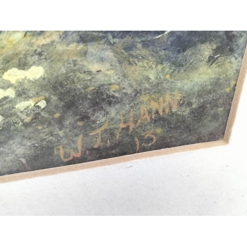 294 - Assorted Prints (4) to include Framed Cherubs 'First Kiss', Cottage by W.J.Hann, Modern Print and Un... 