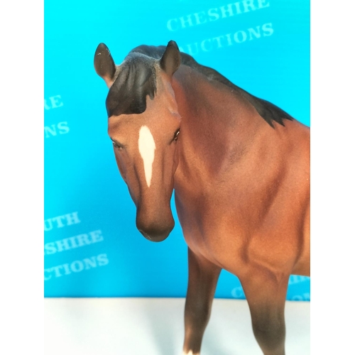 300 - Royal Doulton Matt Finish Bay Coloured Horse Figure. 17cm High x 20cm. Flea Bite to Ear.