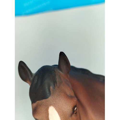 300 - Royal Doulton Matt Finish Bay Coloured Horse Figure. 17cm High x 20cm. Flea Bite to Ear.