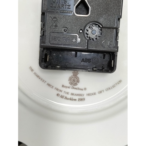 13 - Royal Doulton Brambly Hedge 'The Harvest Mice' 21cm Wall Clock W/O plus 17cm 'Autumn' Vase (2nds).