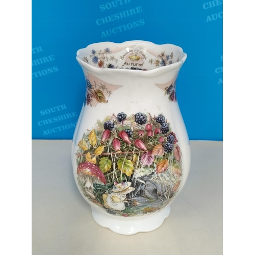 13 - Royal Doulton Brambly Hedge 'The Harvest Mice' 21cm Wall Clock W/O plus 17cm 'Autumn' Vase (2nds).