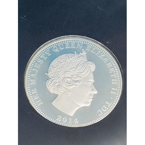 166 - 2014 Queen Elizabeth II Tristan Da Cunha Sterling Silver Proof Triple Thickness Five Pound Coin '70t... 