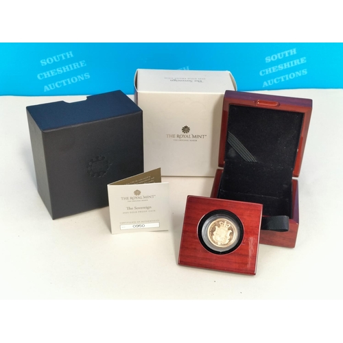 167 - Royal Mint 2025 Charles III Gold Proof Full Sovereign, Royal Arms to Reverse. Number 950 of 5000. We... 
