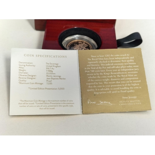 167 - Royal Mint 2025 Charles III Gold Proof Full Sovereign, Royal Arms to Reverse. Number 950 of 5000. We... 