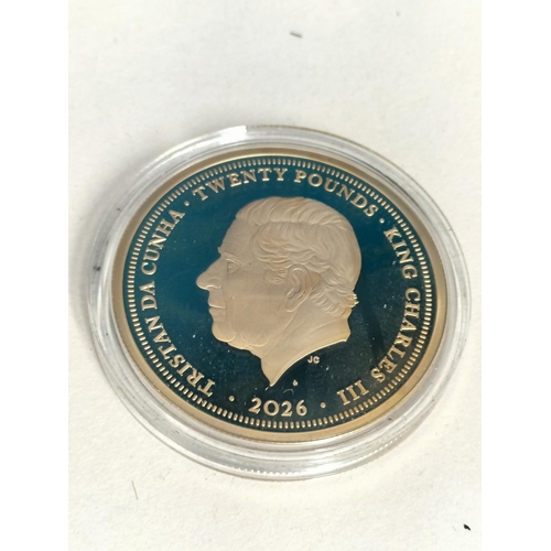 168 - Rare Hatton's of London 2026 King Charles III Tristan Da Cunha 22ct Gold Twenty Pound Coin '100th An... 