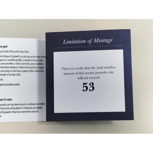 168 - Rare Hatton's of London 2026 King Charles III Tristan Da Cunha 22ct Gold Twenty Pound Coin '100th An... 