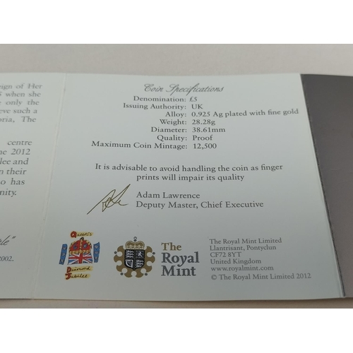 169 - Royal Mint 2012 Silver 925 Gold Plated Five Pound Coin 'Queen's Diamond Jubilee'. Maximum Mintage 12... 