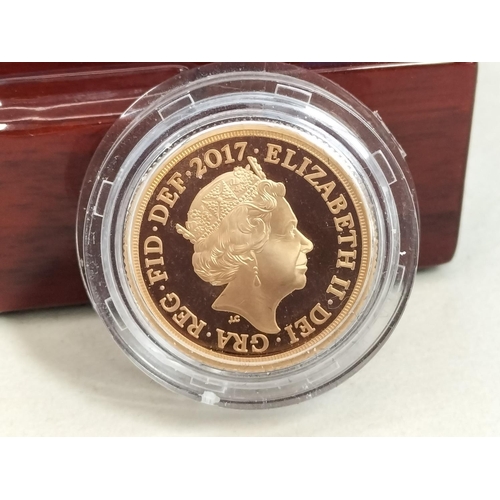 170 - Royal Mint 2017 'The Piedfort Gold Sovereign 15.9 Grams. Coin Mintage of 3,750 Worldwide. Cased.