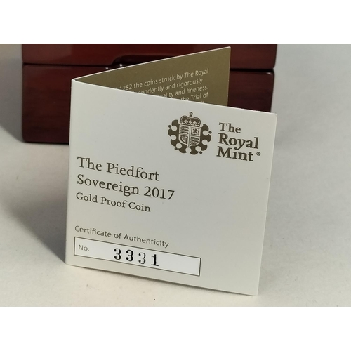 170 - Royal Mint 2017 'The Piedfort Gold Sovereign 15.9 Grams. Coin Mintage of 3,750 Worldwide. Cased.