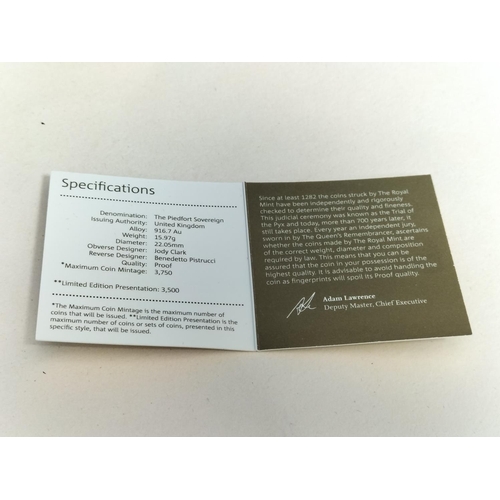 170 - Royal Mint 2017 'The Piedfort Gold Sovereign 15.9 Grams. Coin Mintage of 3,750 Worldwide. Cased.