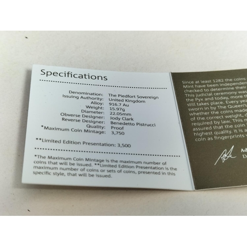 170 - Royal Mint 2017 'The Piedfort Gold Sovereign 15.9 Grams. Coin Mintage of 3,750 Worldwide. Cased.