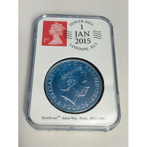 172 - Sealed Date Stamp 2015 1oz Silver Britannia Coin. Limited Edition of 995. Boxed.