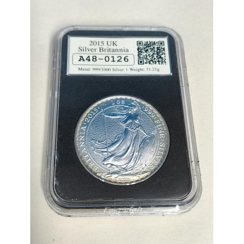 172 - Sealed Date Stamp 2015 1oz Silver Britannia Coin. Limited Edition of 995. Boxed.