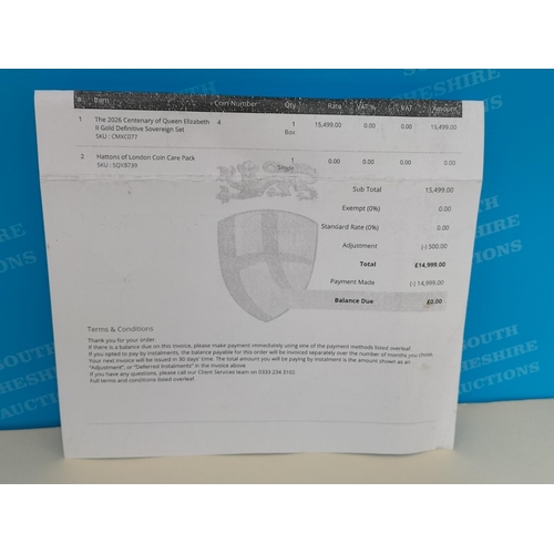 173 - Hatton's of London Tristan Da Cunha 2026 22ct Gold 'The Centenary of Queen Elizabeth II Gold Definit... 