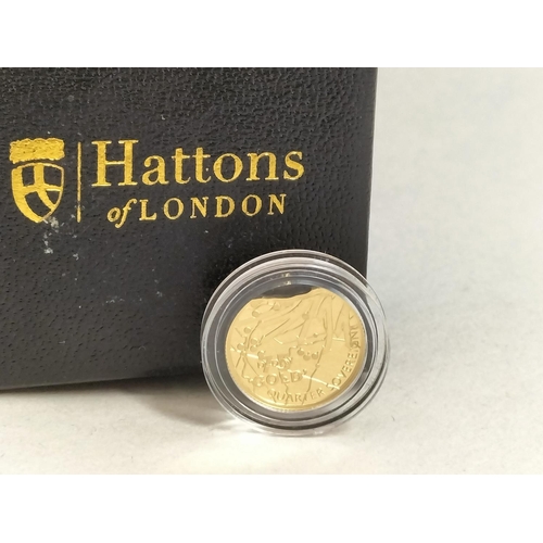 175 - Hatton's of London 2019 Gold '75 D-Day' Quarter Sovereign. Boxed