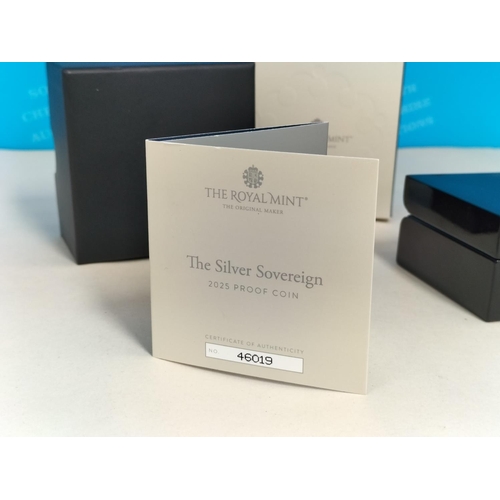 176 - Royal Mint 2025 King Charles III Silver Sovereign Proof Coin. Cased