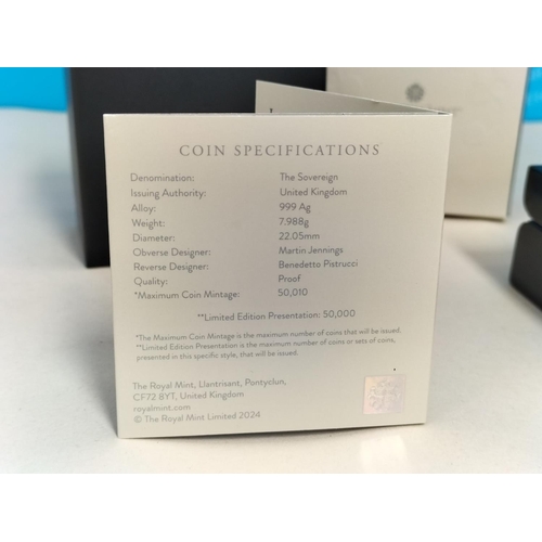 176 - Royal Mint 2025 King Charles III Silver Sovereign Proof Coin. Cased
