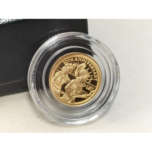 178 - Hatton's of London 2024 King Charles III One-Eighth Gold Sovereign '80th Anniversary D-Day'. Boxed.