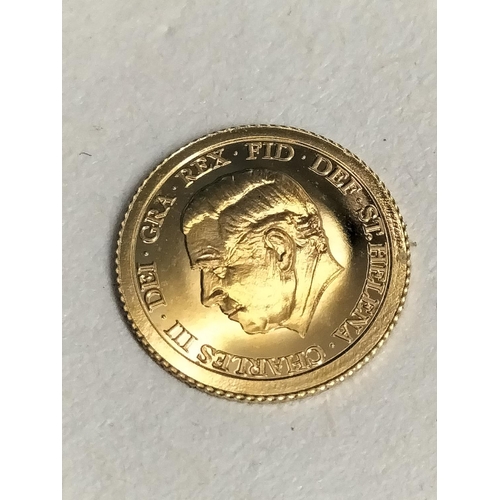 179 - 2024 King Charles III St Helena East India Company 22ct Gold Coin. Weight 0.5 Gram