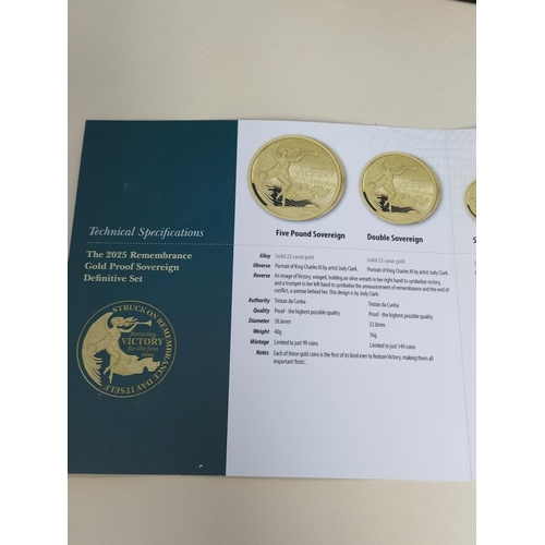 180 - Hatton's of London 2025 King Charles III Gold Proof Definitive Sovereign Set 'Remembrance Victory'. ... 
