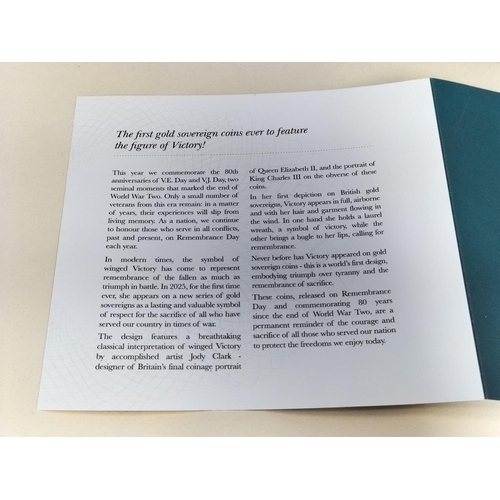 180 - Hatton's of London 2025 King Charles III Gold Proof Definitive Sovereign Set 'Remembrance Victory'. ... 