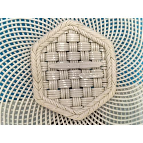 289 - Belleek Irish Porcelain Basket Weave Hexagonal Shaped Cake Plate/Dish 28cm Diameter.